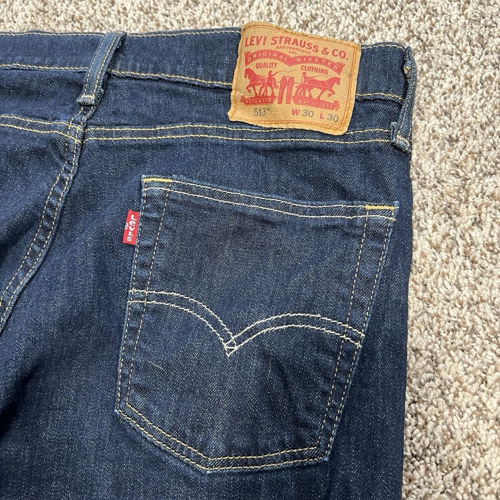 Levis 513 Mens Blue Jeans 30x30 Straight Dark Wash Denim Western Cowboy USA